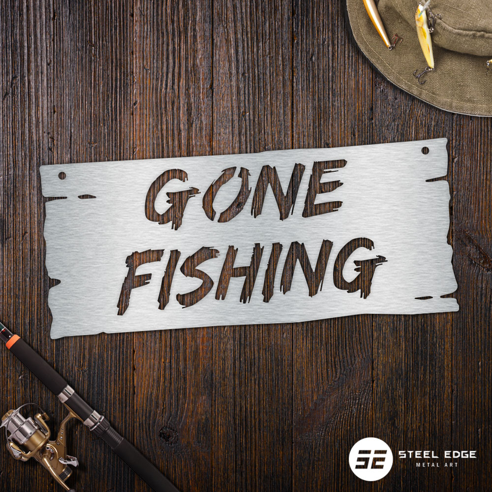 Gone Fishing Birthday Card With Sign - Greeting Cards 