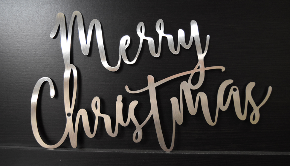 Merry Christmas Lettering - Brushed Stainless steel